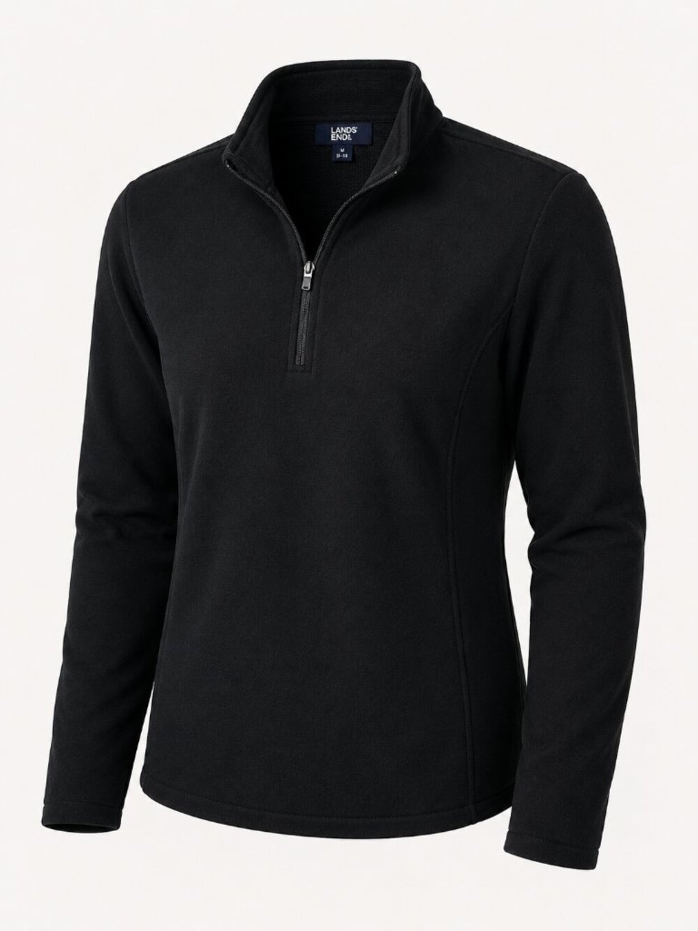 Lands' End Black Fleece 1/4 Zip Pullover Women's Large Soft Cozy Jacket